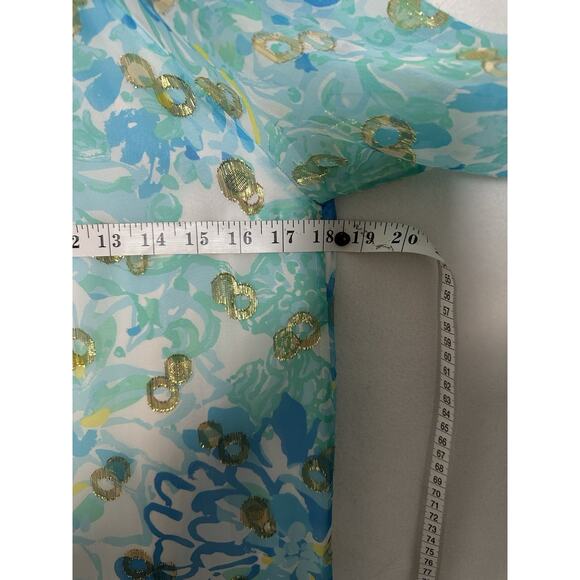 Lilly Pulitzer Dress Size 2 Silk Metallic Floral Tunic Dress Resort Party EUC - Picture 2 of 9